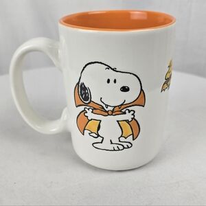 NWT Peanuts Snoopy Hand Painted Halloween Mug with Orange Interior